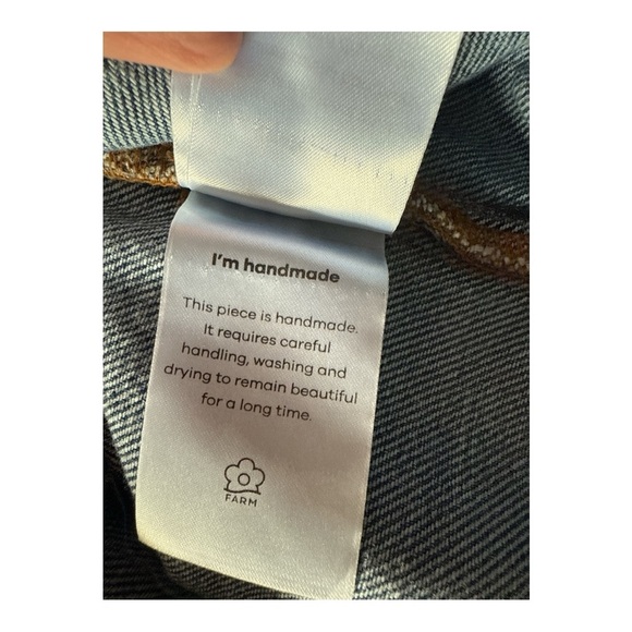 FARM Rio Blue Denim Jacket with Multicolor Crochet Panels - Picture 6 of 7